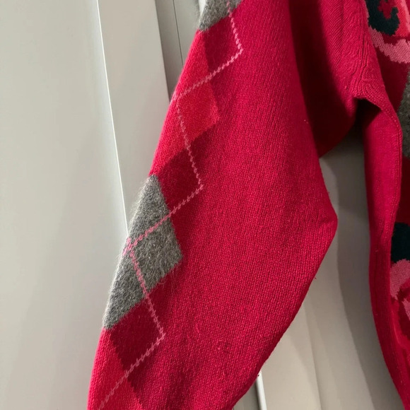 Vintage Argyle Rose Lambswool & Angora‎ Granny Core Sweater Pierre Cardin sz Med - Picture 6 of 7